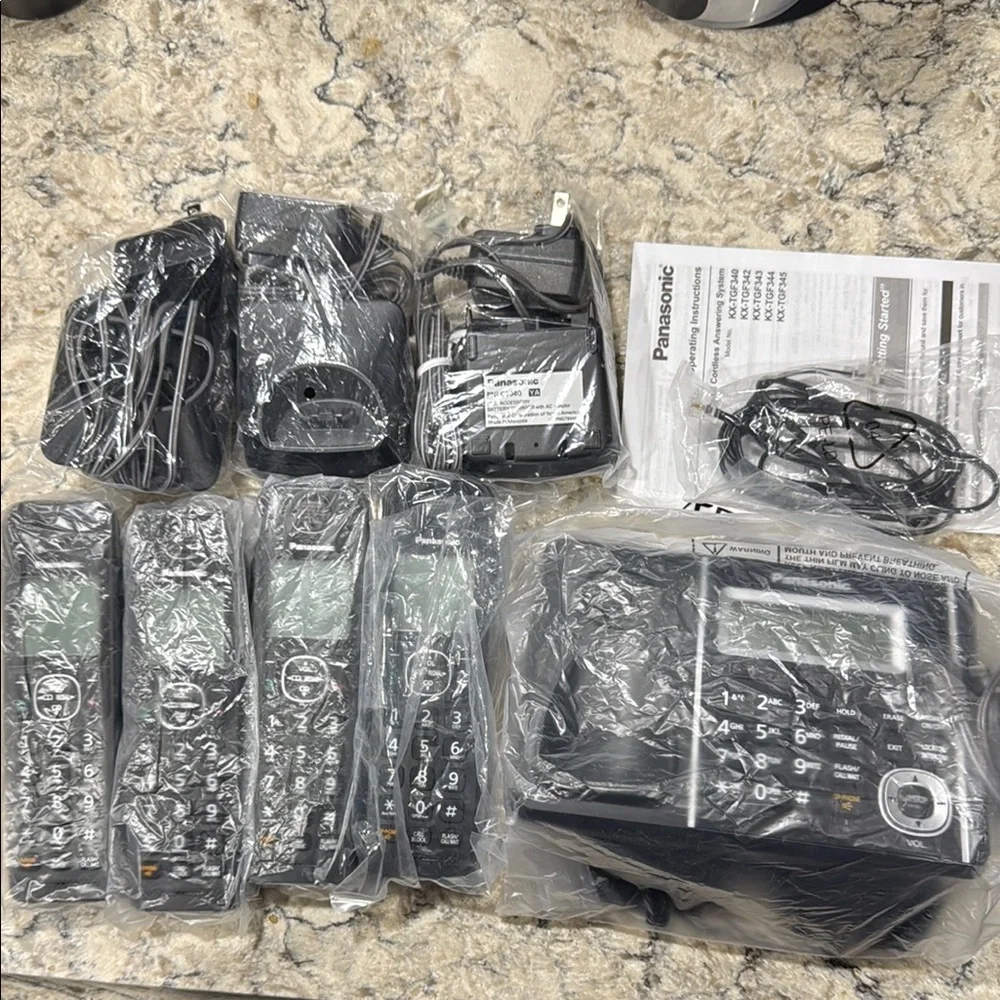 Panasonic Black Cordless Phone System with Four Handsets, KX-TGF344